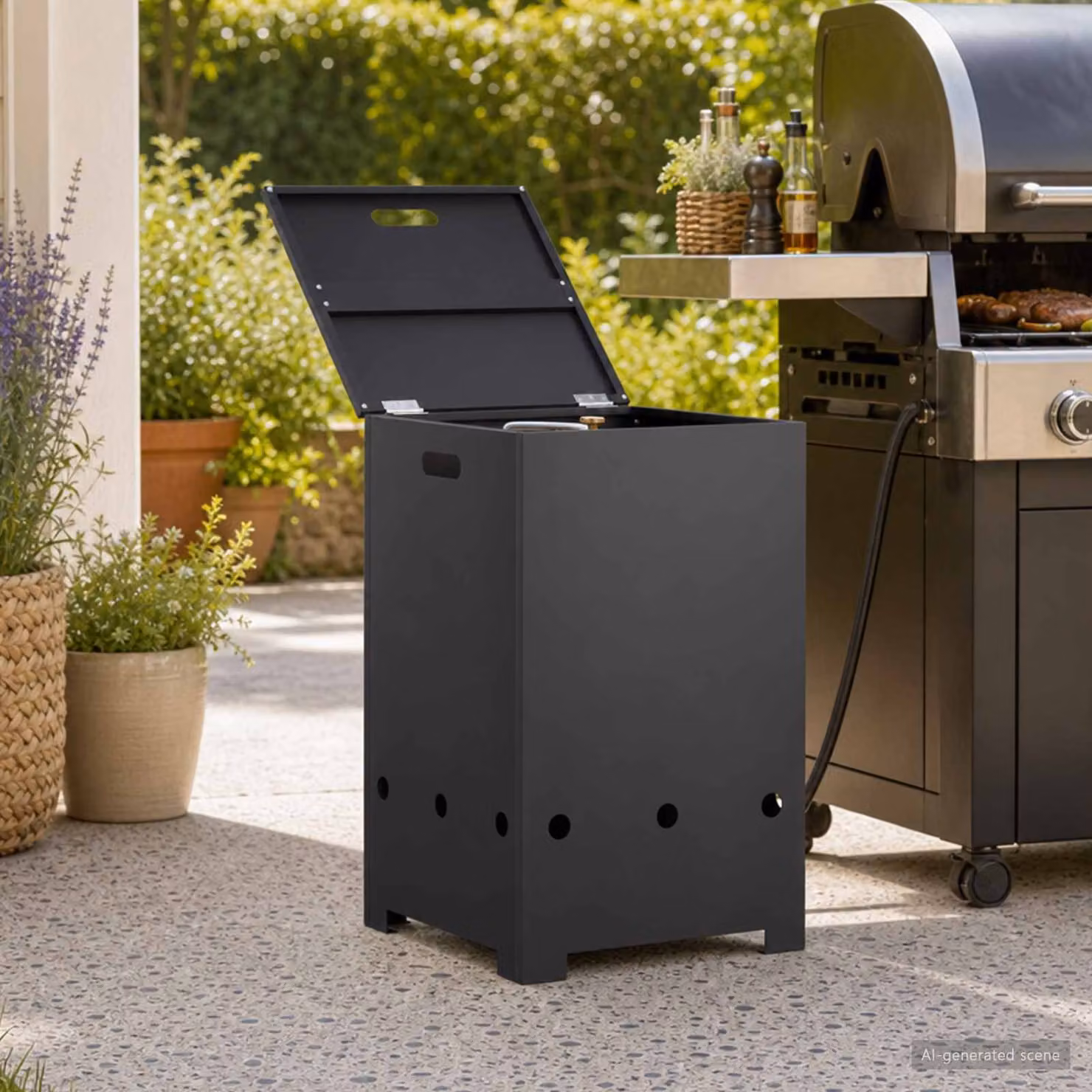 vidaXL Copribombola per propano 40 x 40 x 66 cm Acciaio Nero
