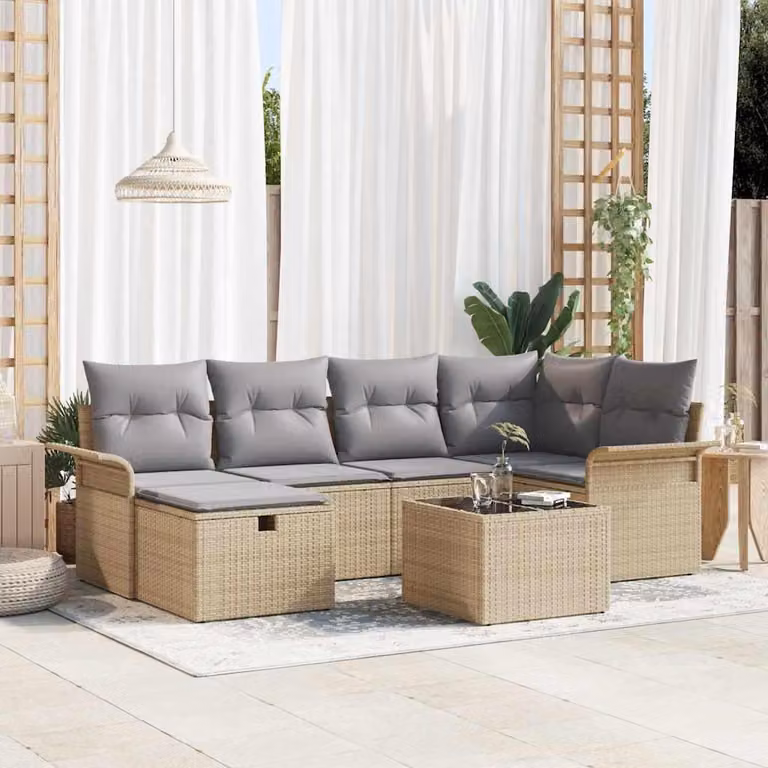 Maison Exclusive - Set da giardino composto da 7 pezzi, divano in rattan sintetico