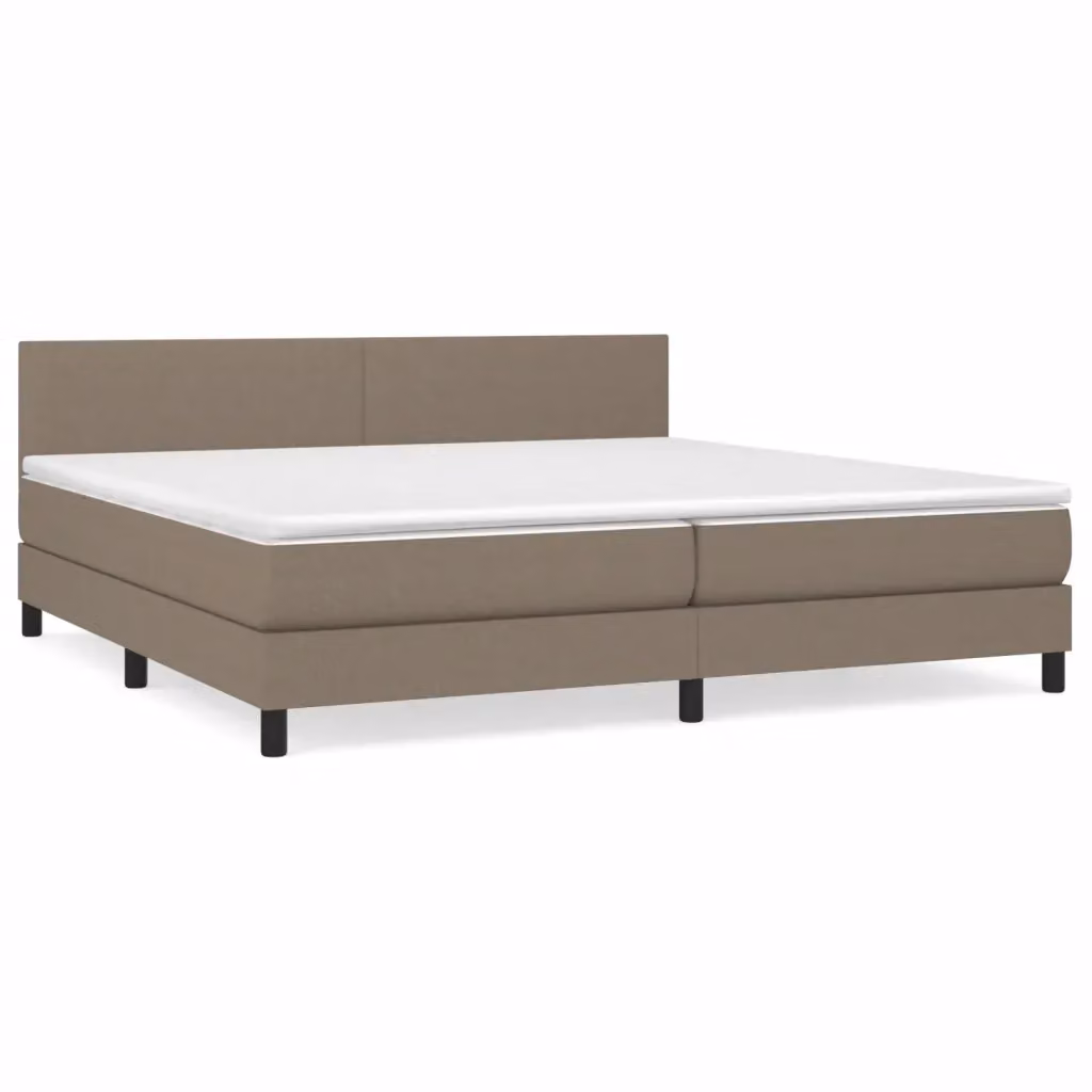 Letto Ibrido vidaXL con Giroletto a Molle e Materasso in Tessuto Beige e Bianco L/P: 200 x 200 cm – 2