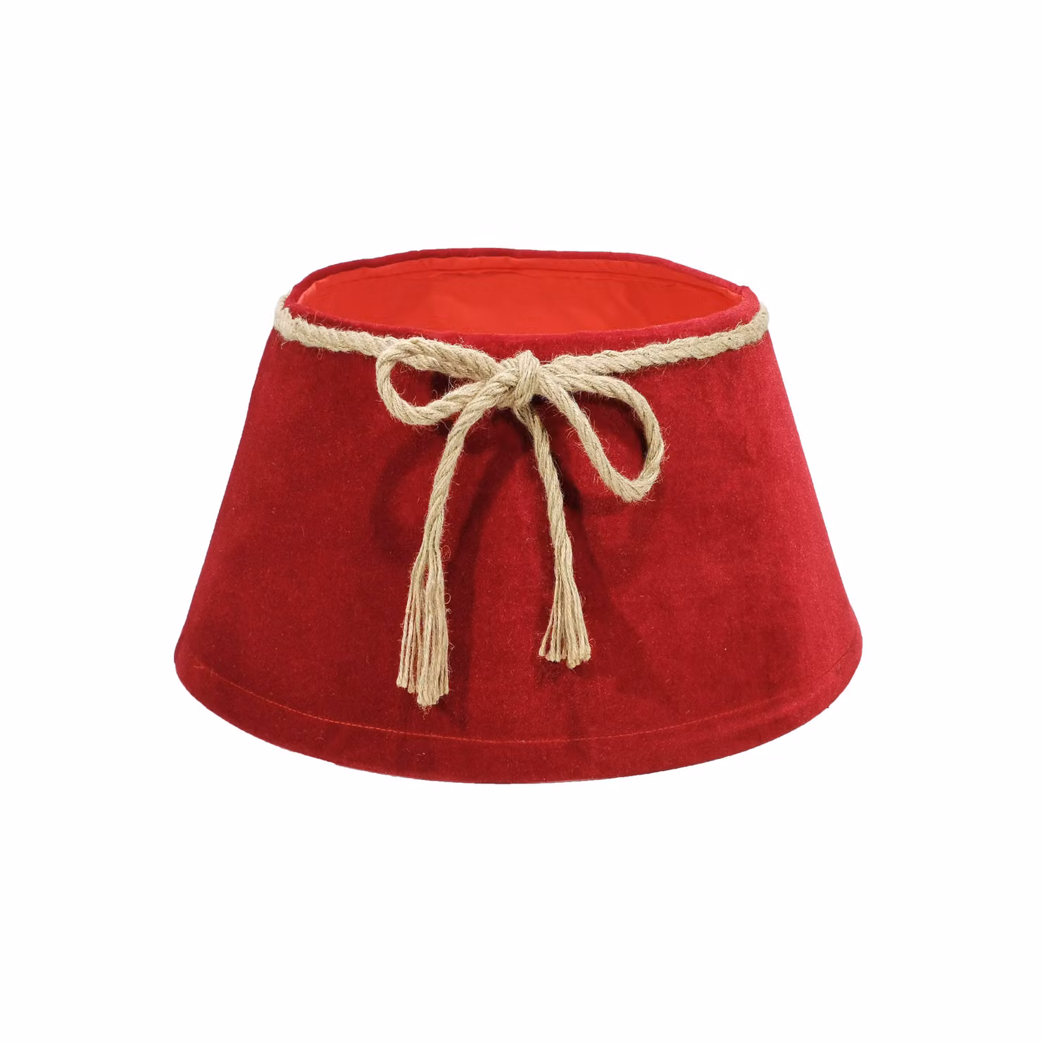 Copribase per albero di Natale Vestiamo Casa Gran Natale in velluto rosso con bordo in corda, H 25 cm x diametro 56 cm – 1