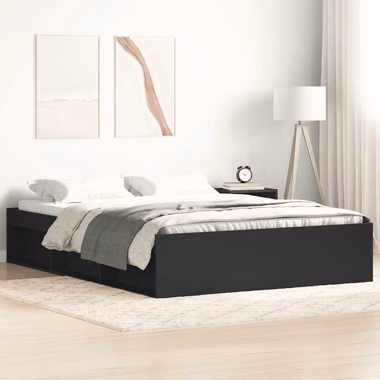 vidaXL Giroletto Moderno in Nero con Compartimenti Laterali L/P/H: 120 x 200 x 35 cm