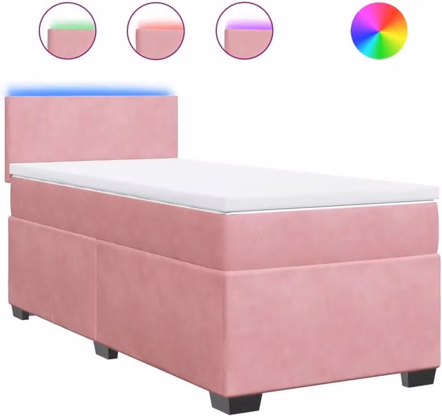 Letto singolo | Letto per adulti | Giroletto a Molle con Materasso Rosa 80x200 cm in Velluto