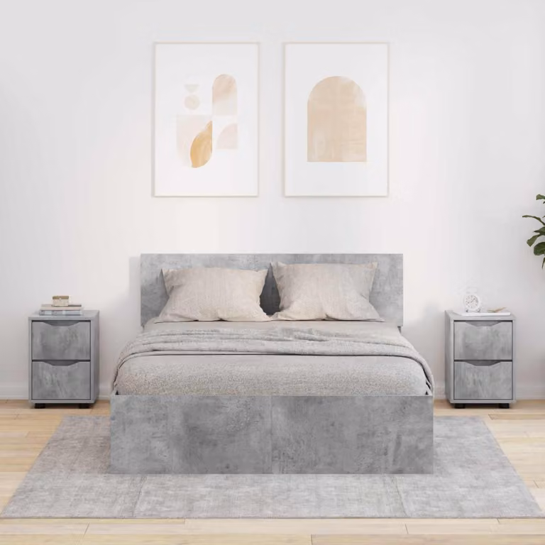Set di 2 comodini moderni vidaXL in colore grigio cemento, L/P/H: 30,5 x 30 x 43 cm