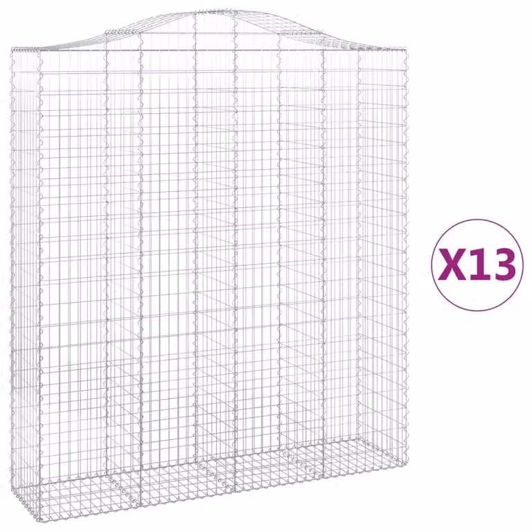 Cesti Gabbioni ad Arco 13 pz 200x50x220/240 cm Ferro Zincato