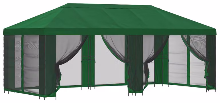 Gazebo con pareti laterali 6 x 3 m Verde Poliestere e Acciaio