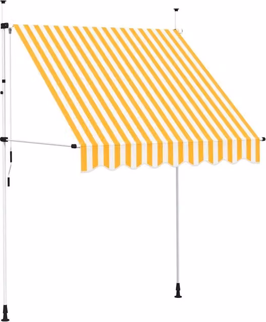 Tenda da sole retrattile manuale vidaXL a strisce arancione e bianco in poliestere e acciaio, L: 200 cm, P: 120 cm
