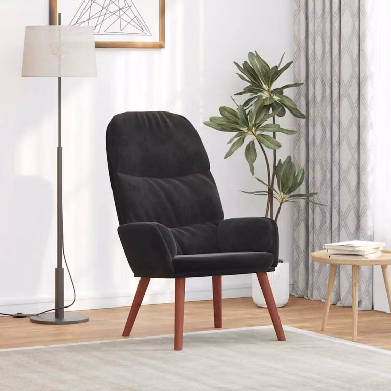 vidaXL Poltrona Relax Recliner in Velluto Nero con Braccioli