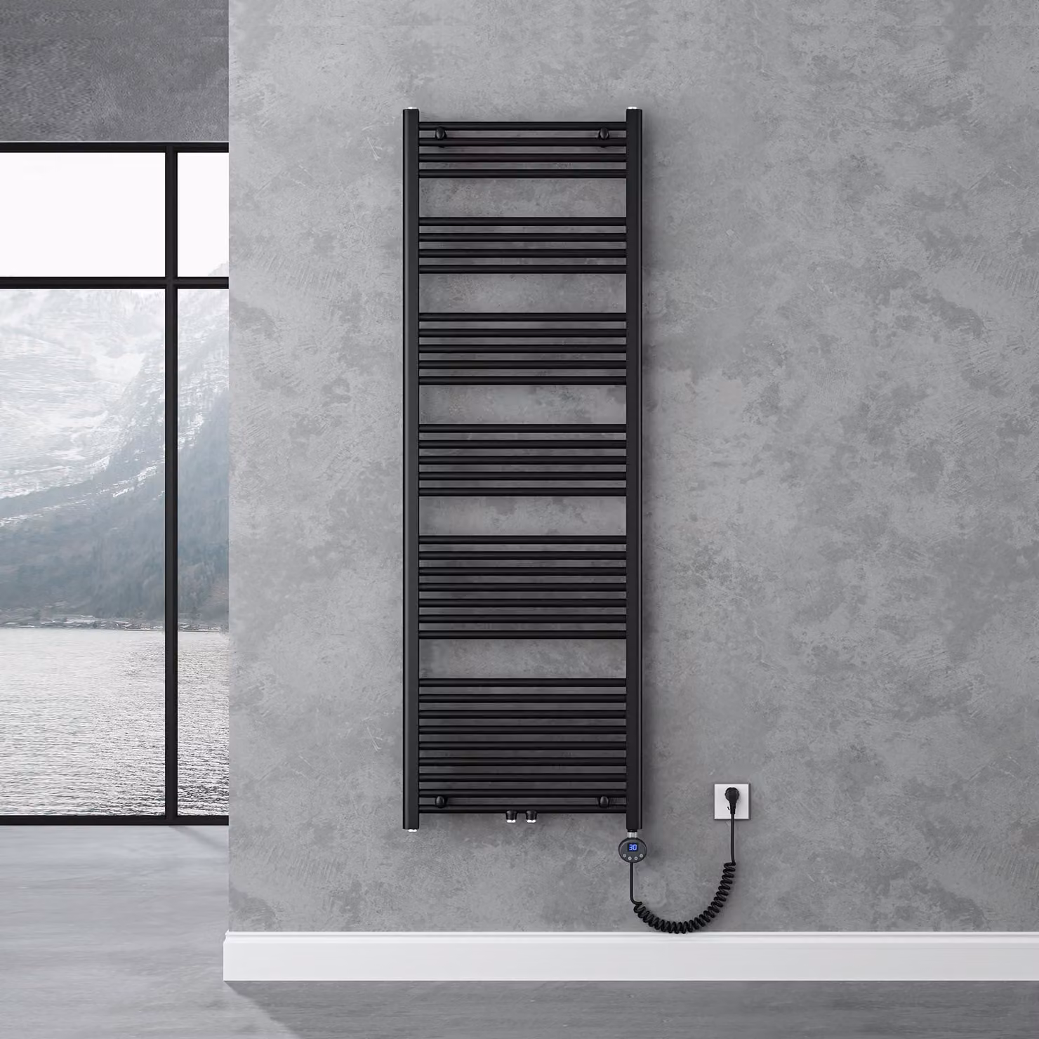 doporro Radiatore Piatto 180x60cm con Elemento Riscaldante 1000W, Scaldasalviette da Bagno Termoarredo in Acciaio, Antracite, Riscaldamento Elettrico o ad Acqua Calda RHE