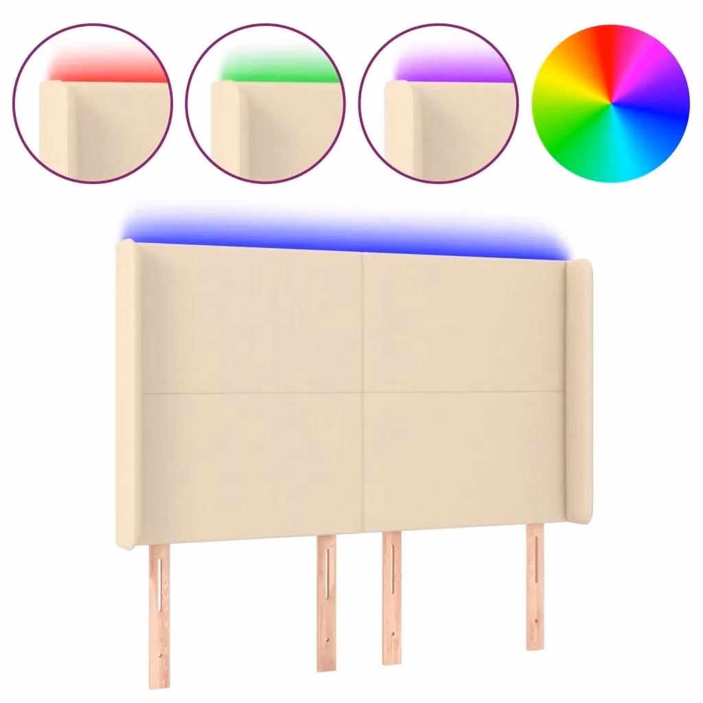 Testiera con LED e porta USB vidaXL in tessuto beige L: 147 cm, P: 16 cm, H: 118-128 cm – 2