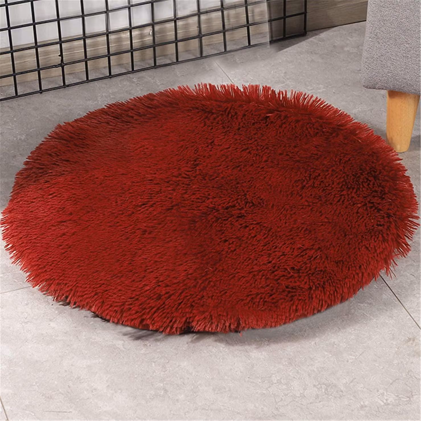 Tappetino per cani, cuccia per animali domestici, lavabile, in peluche, colore rosso, diametro 40 cm