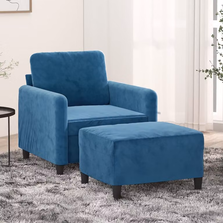 Maison Exclusive - Poltrona con poggiapiedi blu, 60 cm, in velluto