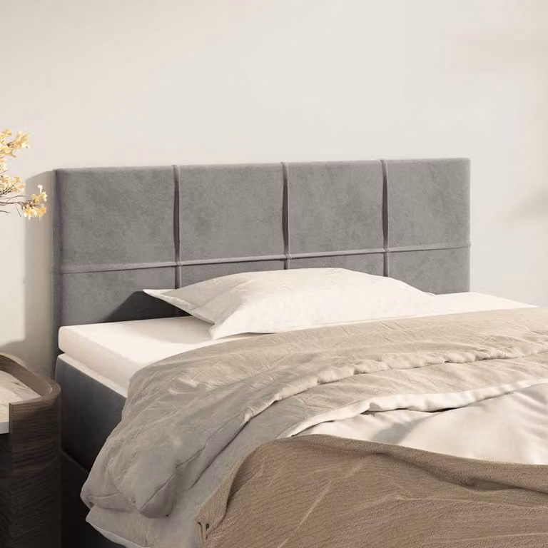 Testiera per letto vidaXL in velluto grigio chiaro, L/P/H: 80 x 5 x 78/88 cm