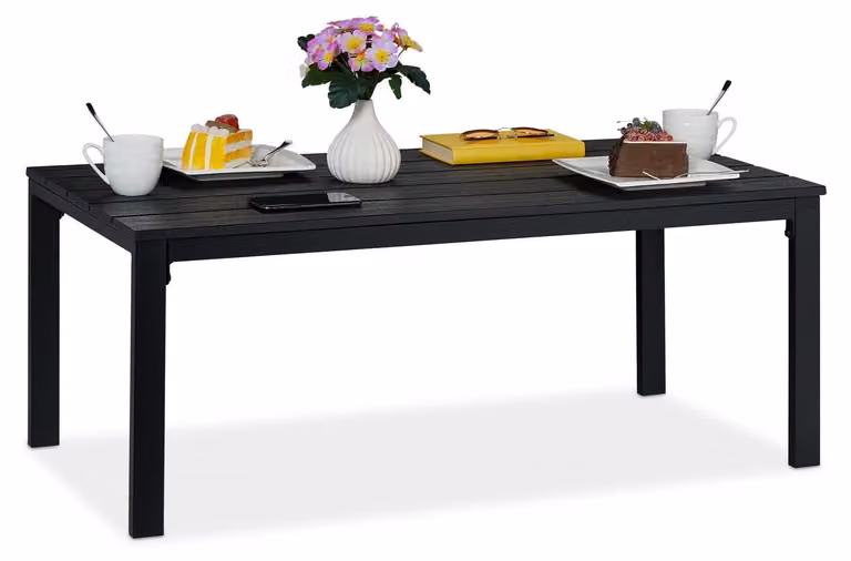 Tavolo da giardino rettangolare - Effetto legno - 98 x 48 cm - Nero - Per esterno