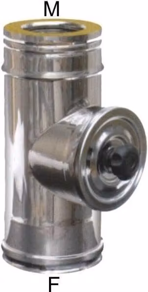 Tubo in acciaio inox a doppia parete Maral 8-13x27 con sportello di ispezione, isolamento in lana di roccia 25 mm, colore argento – 1