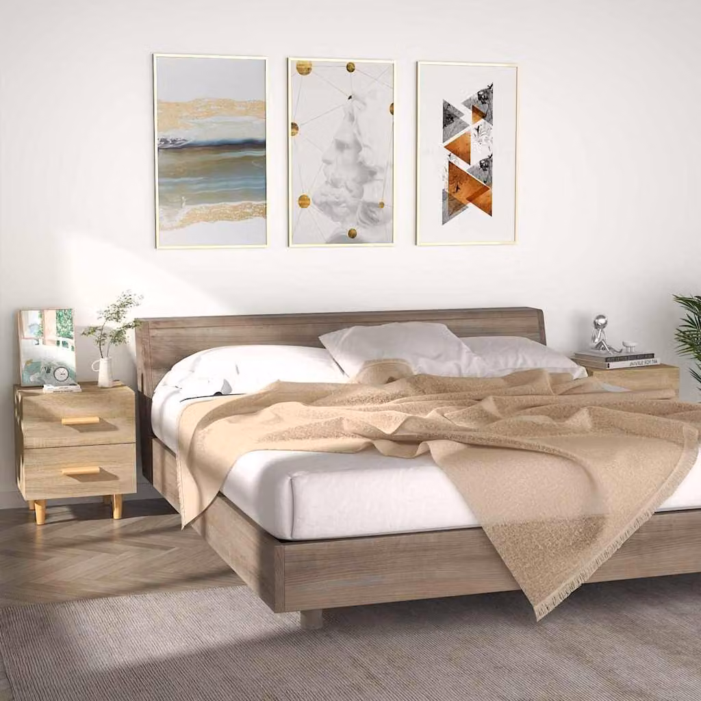 Set di 2 comodini vidaXL in stile scandinavo, colore Rovere Sonoma, L 40 cm x P 35 cm x H 47,5 cm