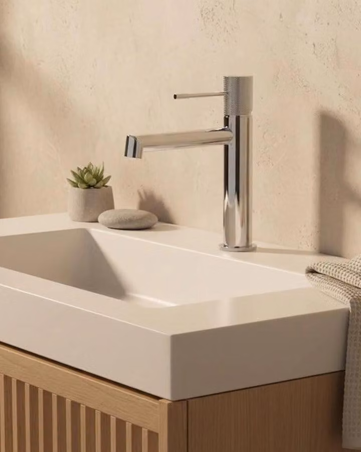 Rubinetto lavabo senza scarico in ottone cromato Melin