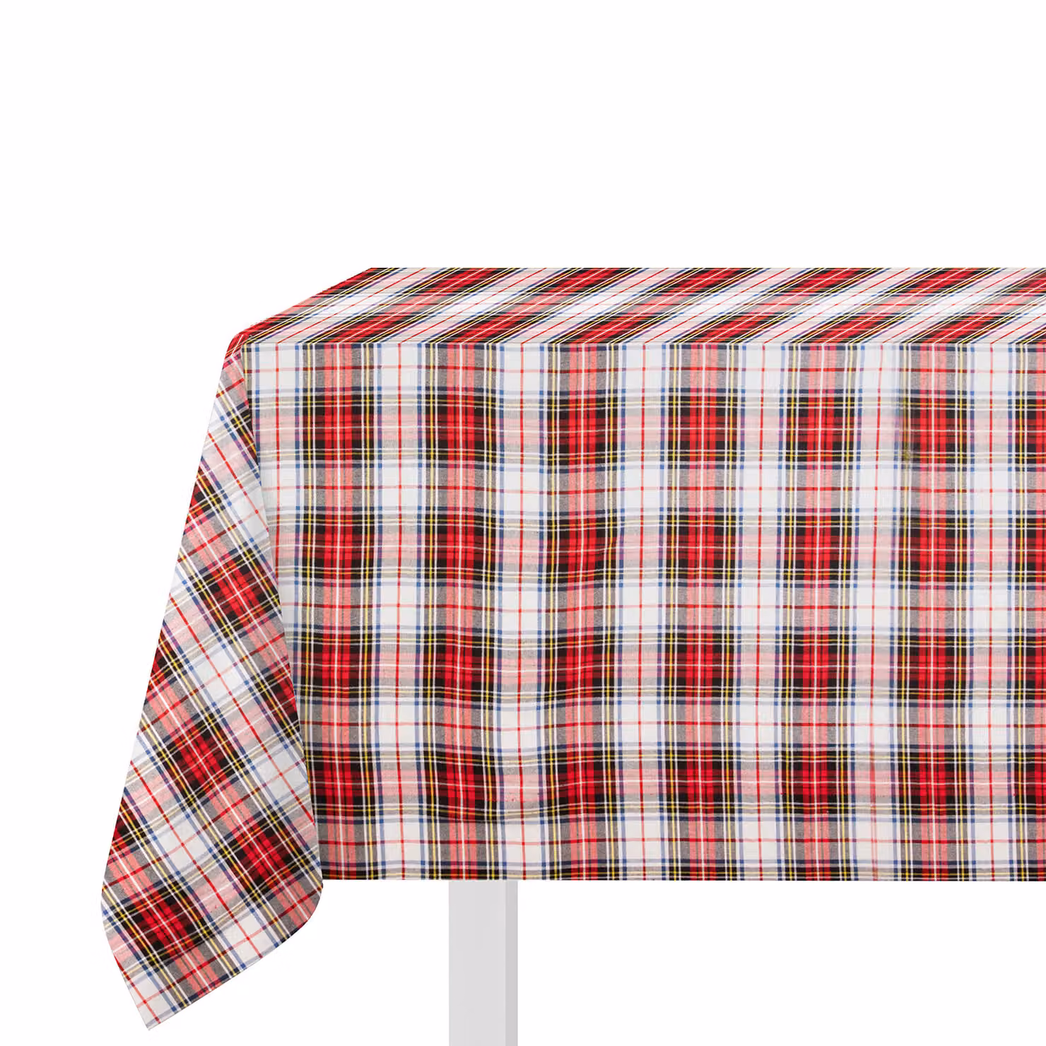 Tovaglia natalizia KASANOVA in cotone con motivo tartan a quadri bianco e rosso, L: 140 cm, P: 320 cm – 2