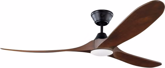 Ventilatore da soffitto a risparmio energetico KOA con LED nero matte 152 cm con pale di legno naturale