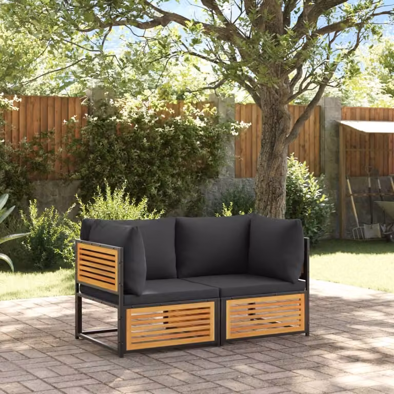 Maison Exclusive - Set divano da giardino 2 pezzi con cuscini in legno massello di acacia