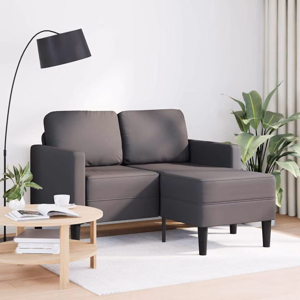 vidaXL Divano 2 Posti con Chaise longue a L Grigio 125cm in Similpelle