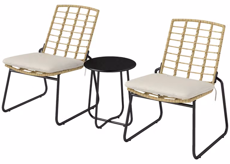 Set di mobili da giardino in rattan Outsunny, set di mobili da balcone per gruppo di sedute per 2 persone