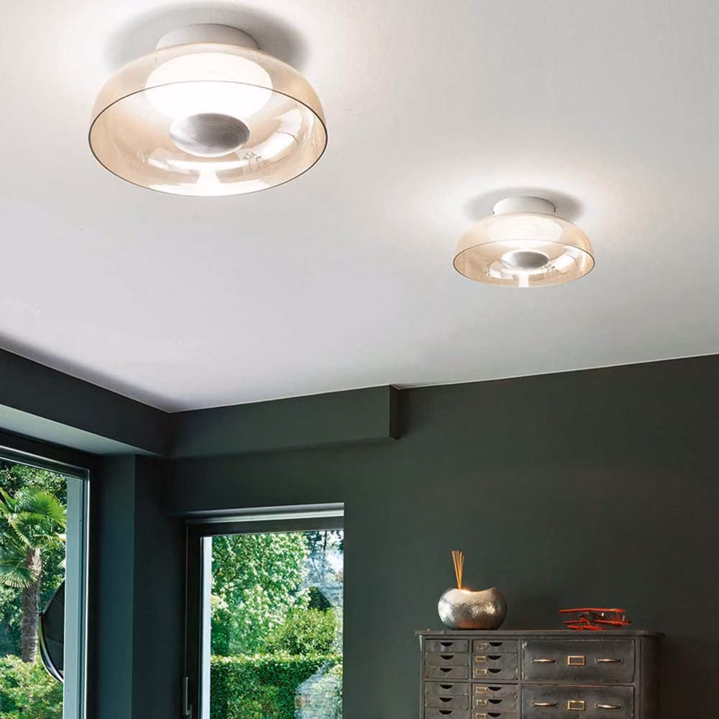 Fabas Luce Plafoniera LED Vintage color ambra