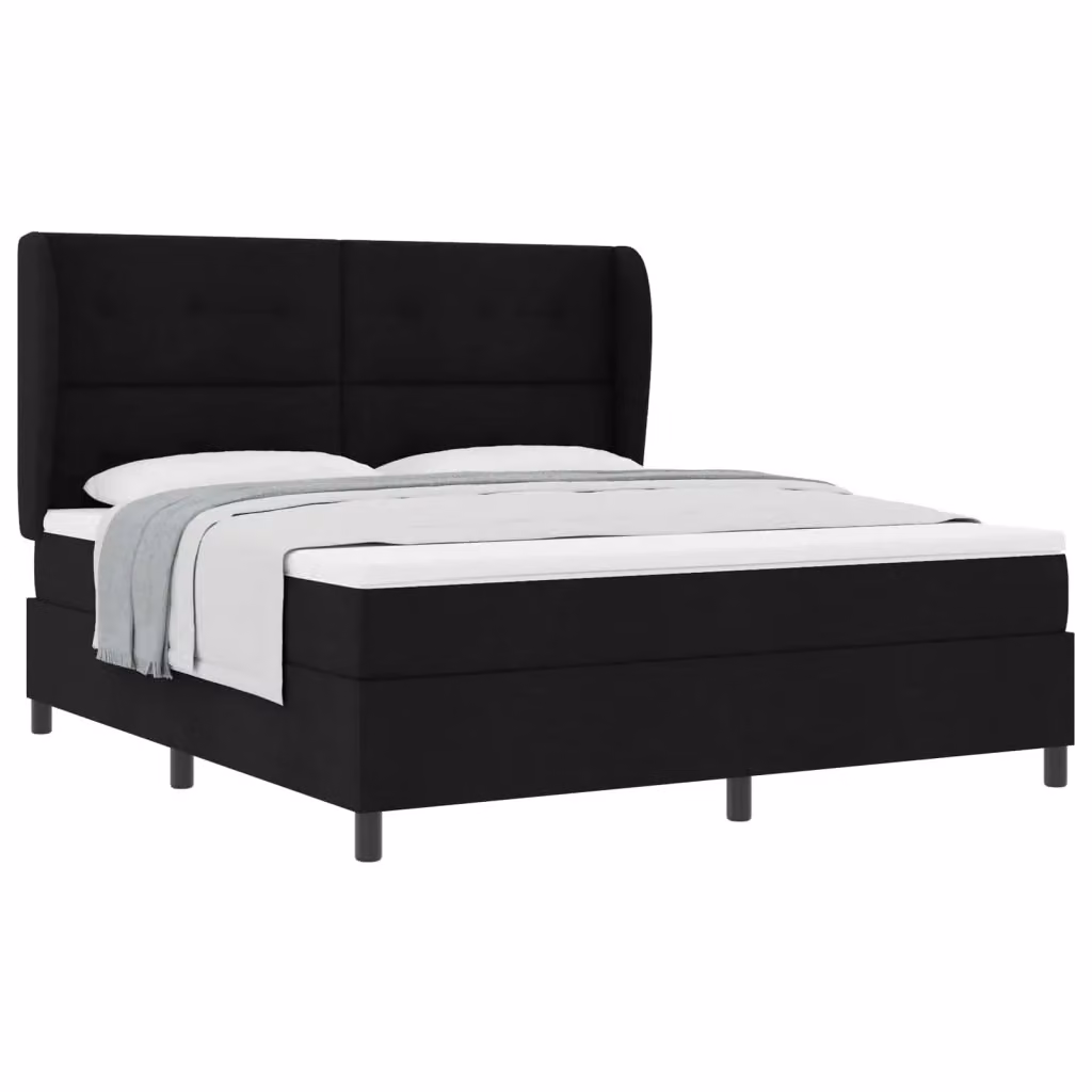 Letto a molle moderno vidaXL con testiera in tessuto nero L 180 x P 200 cm – 2