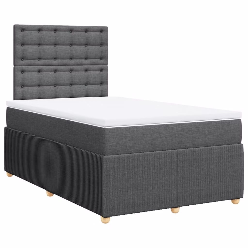 Giroletto a Molle con Materasso Grigio Scuro 120x190cm Tessuto