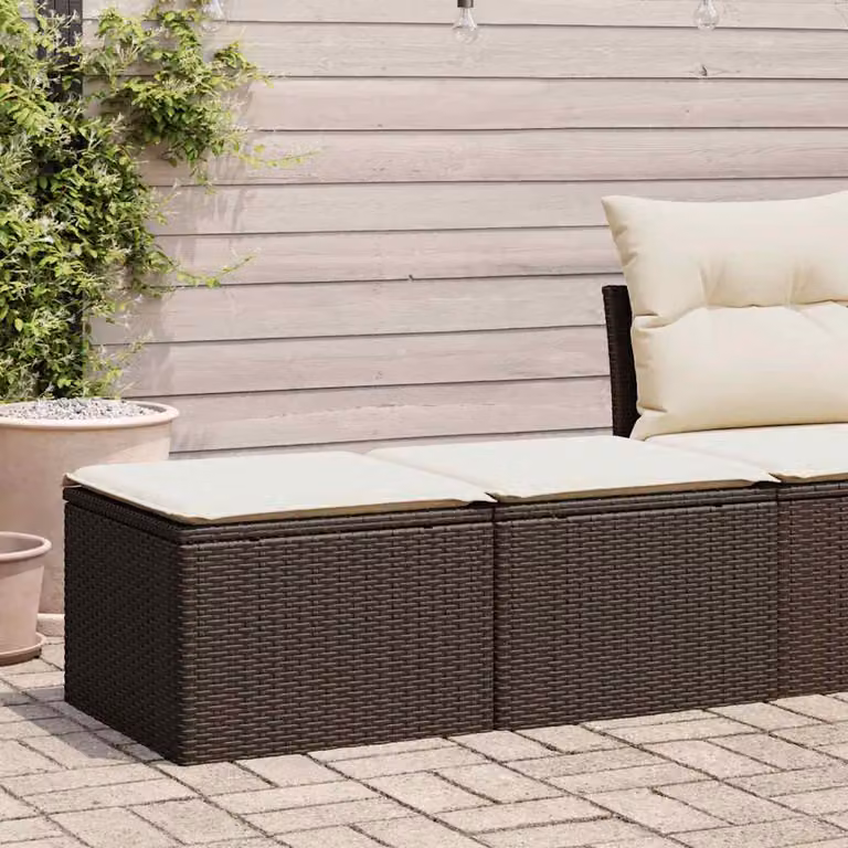 Set Divano da Giardino vidaXL 4 Pezzi con Cuscini Marrone e Beige in Polyrattan e Metallo