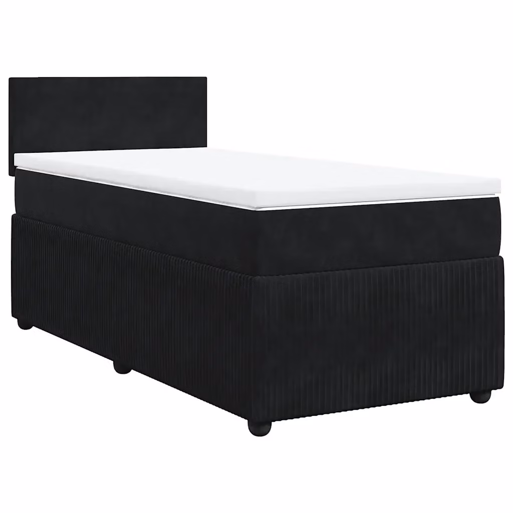 Letto Ibrido con Giroletto a Molle e Materasso vidaXL in Velluto Nero e Bianco L/P/H: 90 x 200 cm – 2
