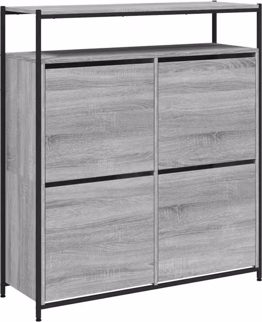 Scarpiera | Mobile per scarpe 4 Cassetti Ribaltabili Grigio Sonoma 100x34x112 cm