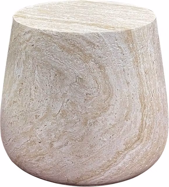 Vikasa Home Tavolino d'appoggio Bonn in fibroclay beige, forma rotonda, L/P/H: 47 x 41 x 10 cm