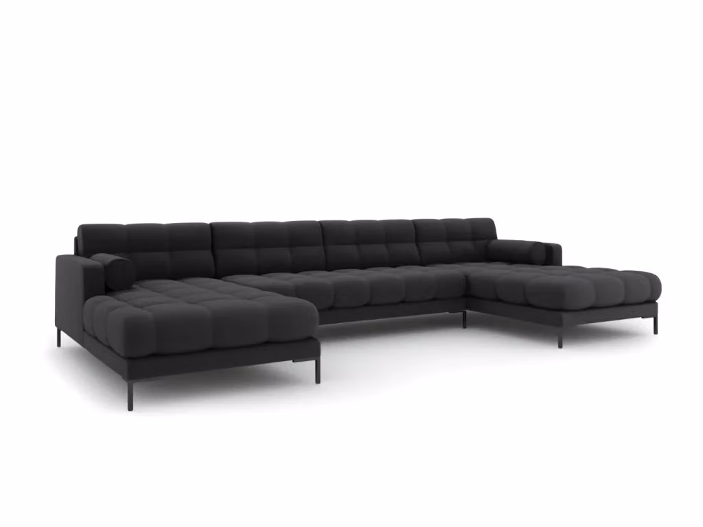 Divano panoramico Bali a 7 posti Cosmopolitan Design in tessuto grigio antracite con forma a U – 2