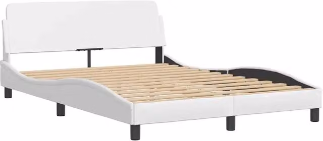 Letto matrimoniale Dover bianco in similpelle con struttura in legno e metallo L/P/H: 140 x 200 x 74,5 cm