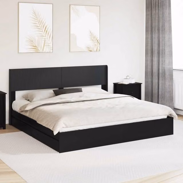 Struttura del letto con stoccaggio e testata 3 pcs-Giroletto con contenitore 408182