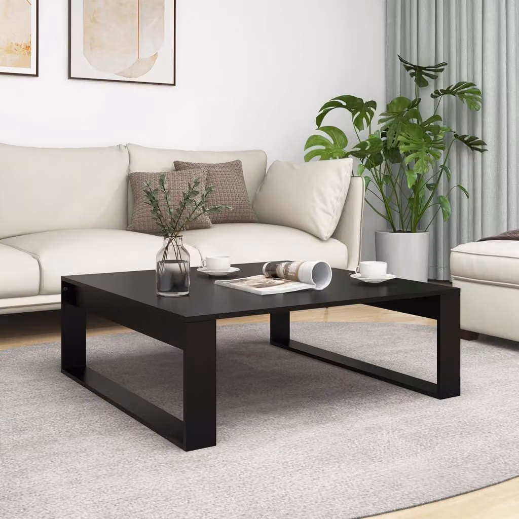 Maison Exclusive - Tavolino nero 100x100x35 cm Materiale ligneo