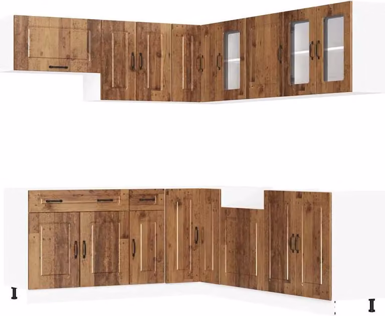 Set Mobili da Cucina 11 pz Kalmar Legno Vecchio in Truciolato