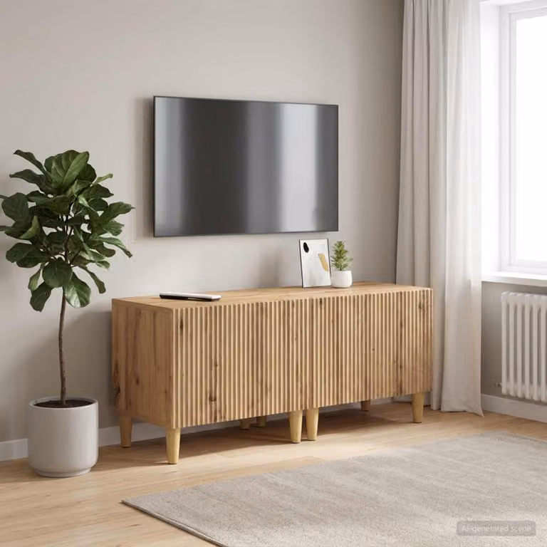 Mobile TV vidaXL in legno ingegnerizzato rovere marrone con scomparti multimediali e design moderno