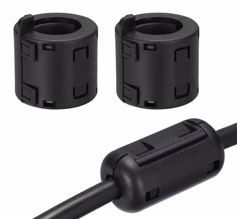 Anelli ferromagnetici a clip, 2 pezzi, diametro 25 mm, filtro EMI/RFI, colore nero