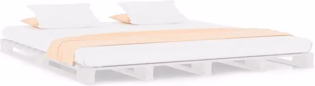Letto matrimoniale | Letto per adulti | Letto a Pallet Bianco 160x200 cm in Legno Massello di Pino