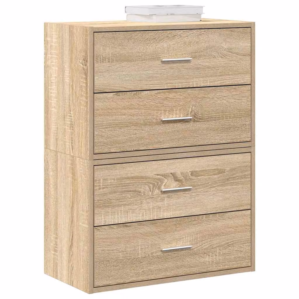 Set di 2 armadi con 4 cassetti vidaXL in stile moderno, colore Rovere Sonoma, L 60 cm x P 31 cm x H 40 cm