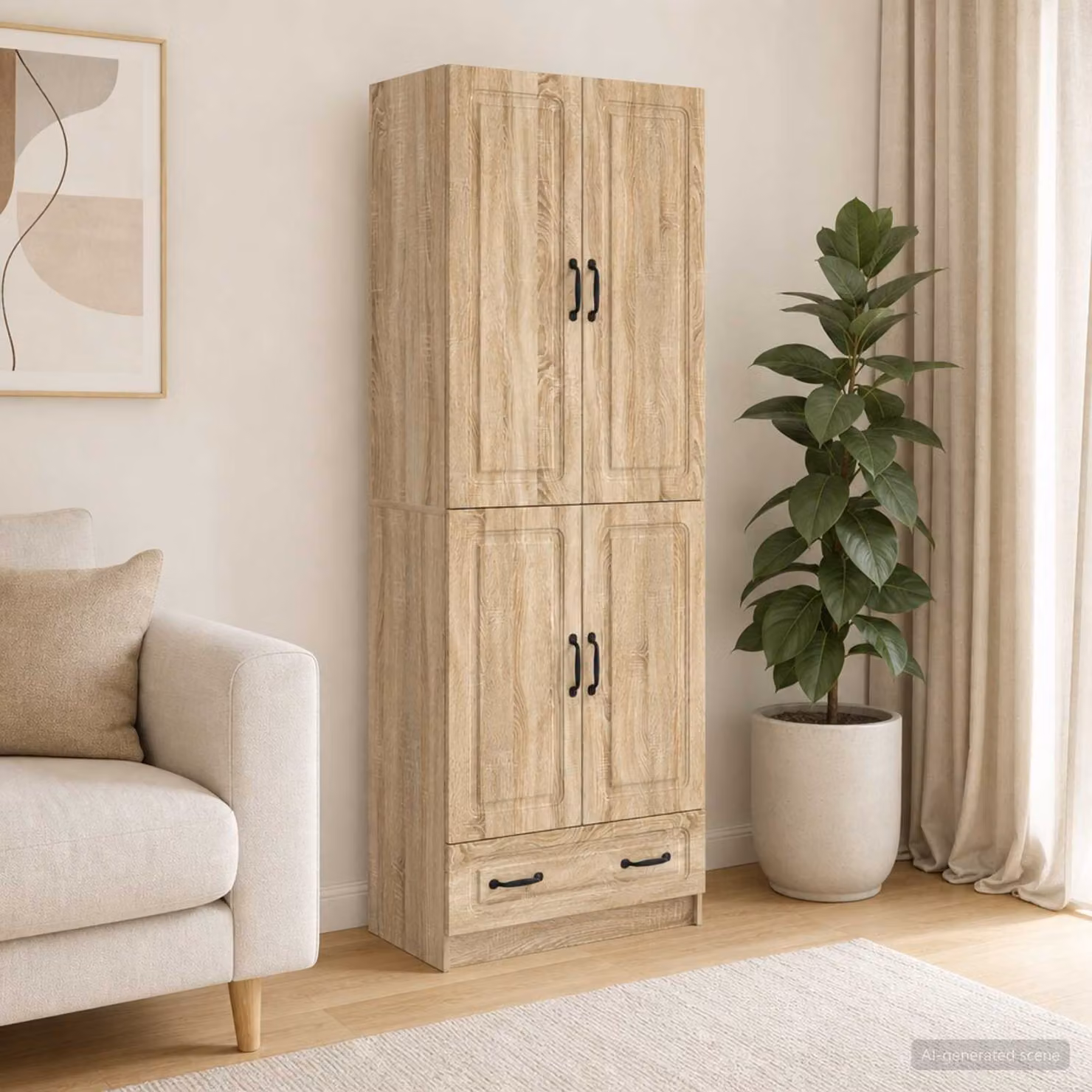 Set di 2 armadi moderni vidaXL in legno MDF marrone con ante a battente e ripiani interni L/P/H: 92 x 34,5 x 66 cm