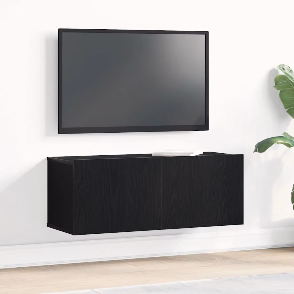 Mobile TV vidaXL moderno in legno ingegnerizzato Rovere Nero L: 80 cm, P: 30 cm, H: 30 cm