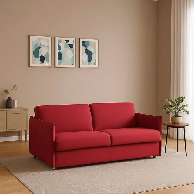 Monleale Divano Fisso 2 Posti Moderno in Tessuto Rosso con Coperture Sfoderabili L: 160 cm, P: 95 cm, H: 90 cm – 1