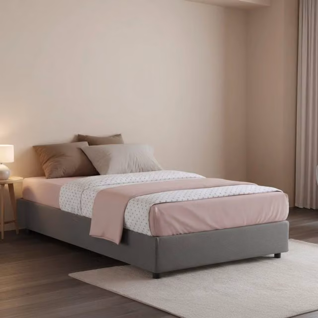 Letto Piazza e Mezza con Materasso Incluso Talamo Italia, Grigio, L/P/H: 120 x 200 cm