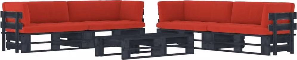 Maison Exclusive - Set da salotto da 6 pezzi in legno di pino impregnato, colore nero