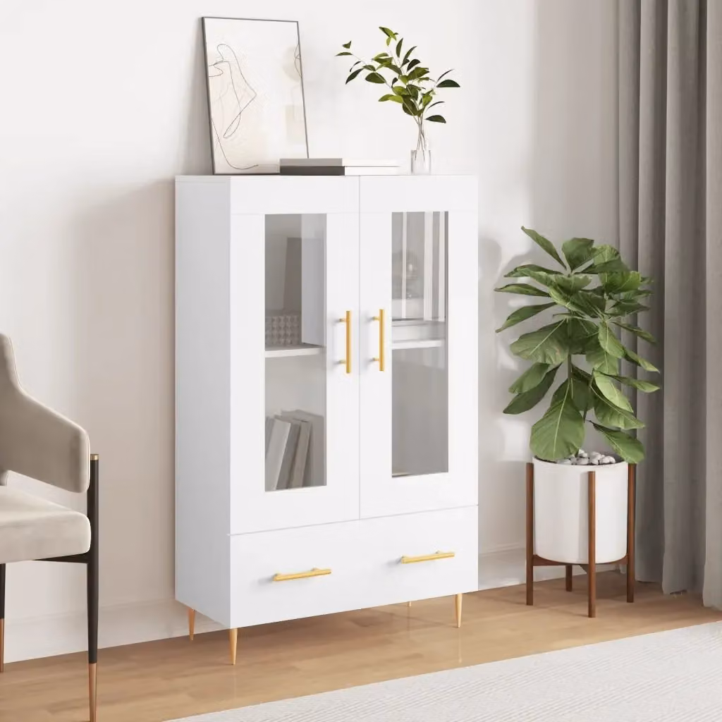 Credenza moderna bianca in legno multistrato per sala da pranzo L/P/H: 69,5 x 31 x 115 cm – 2