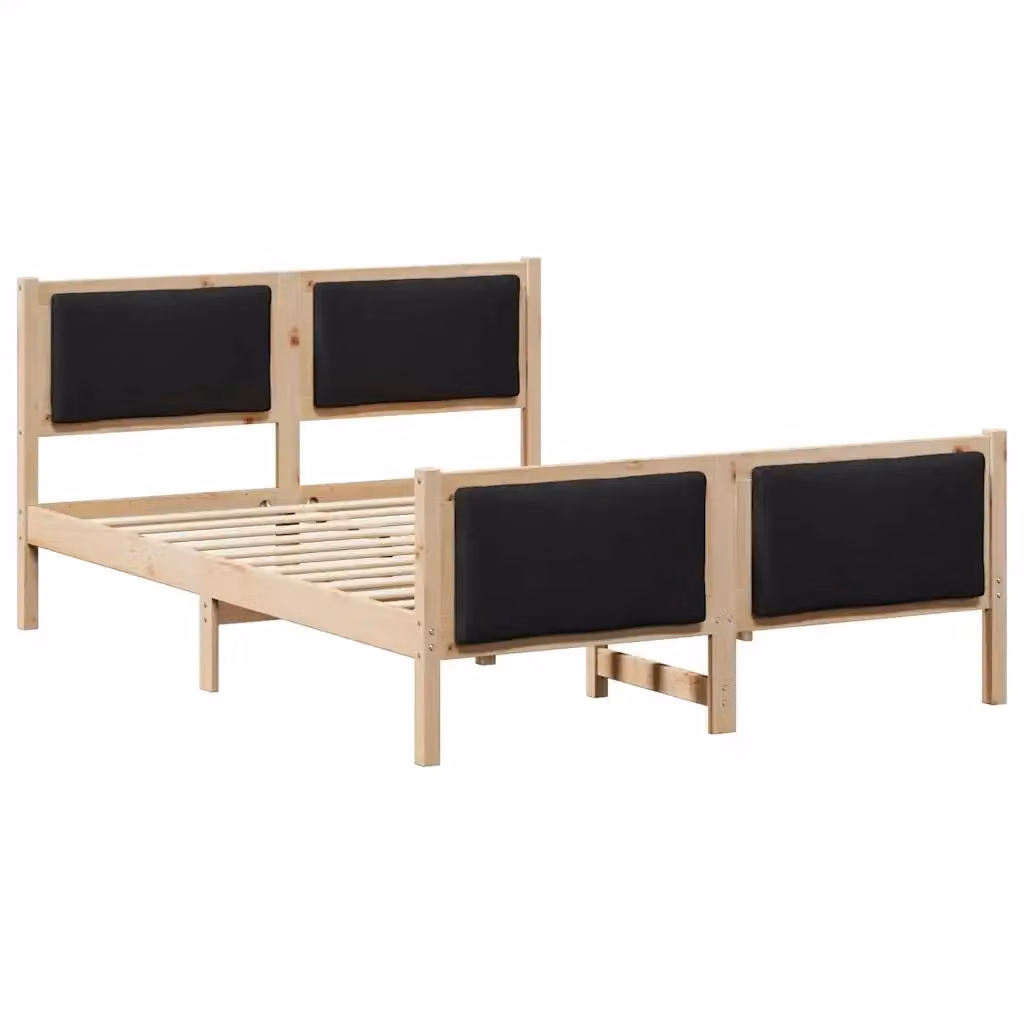 Letto moderno con testiera in tessuto nero vidaXL L 140 x P 190 cm – 2