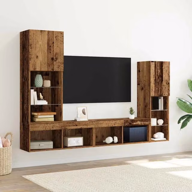 Mobile TV 4 pz-Mobile per TV-Credenza TV Legno vecchio Legno multistrato 904380