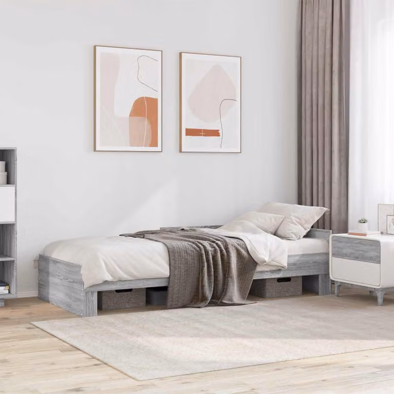 vidaXL Struttura letto moderna con testata in legno Sonoma grigio L 80 cm x P 200 cm
